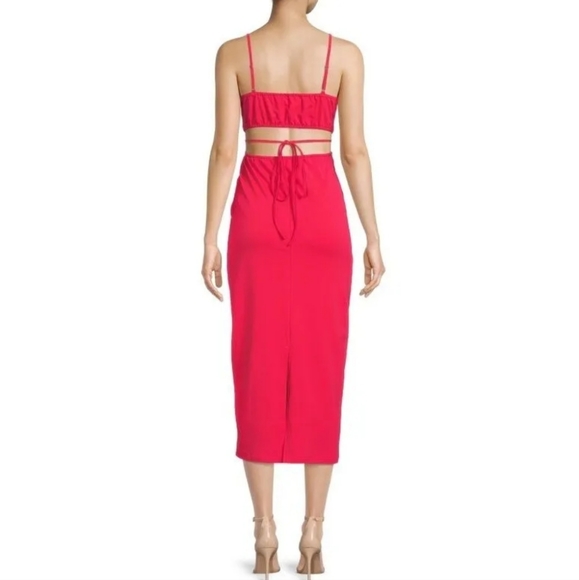 Walter Baker Rivka Dress Womens Extra Large XL Red Cut Out Midi Party Night Out - Picture 2 of 8